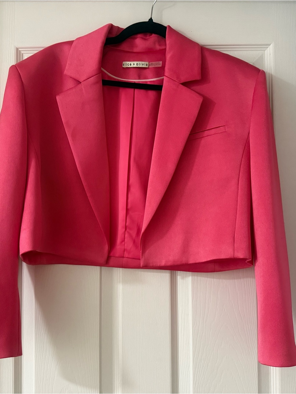 Alice + Olivia Vibrant Hot Pink Cropped Blazer